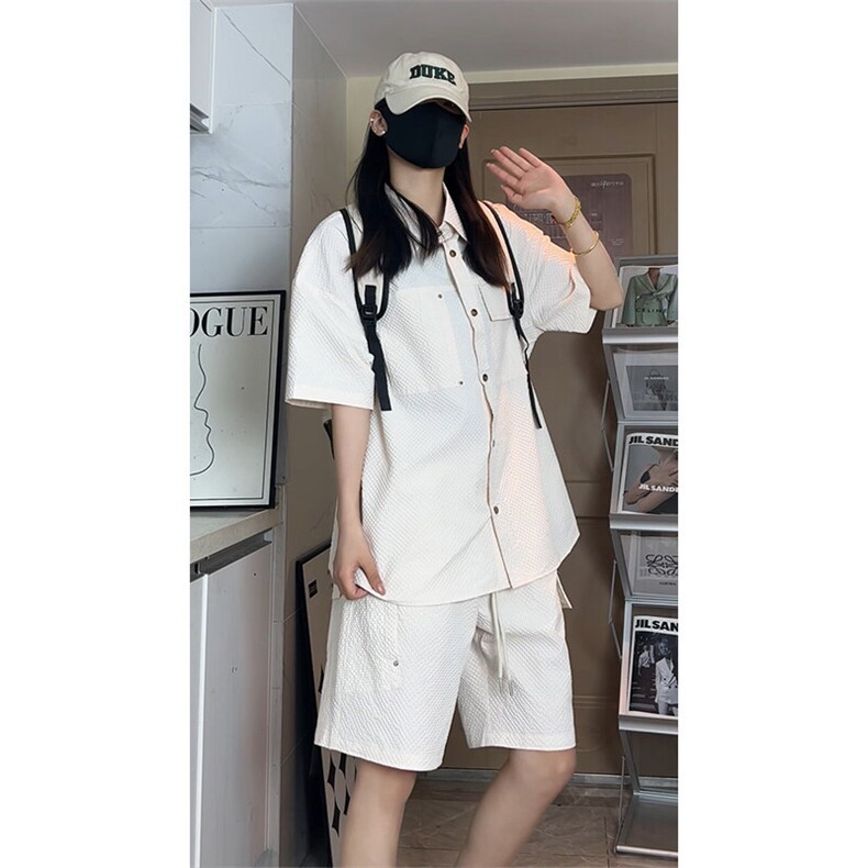 日系泡泡格短袖衬衫套装DC2230特P30控58/DK8606特P30控58,男装T恤,电商A007