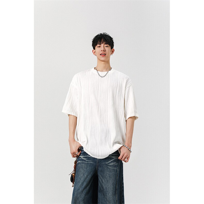 8XL-M 特大码夏季短袖冰丝皱感透气T恤男潮垂感宽松半袖DX305P45图片