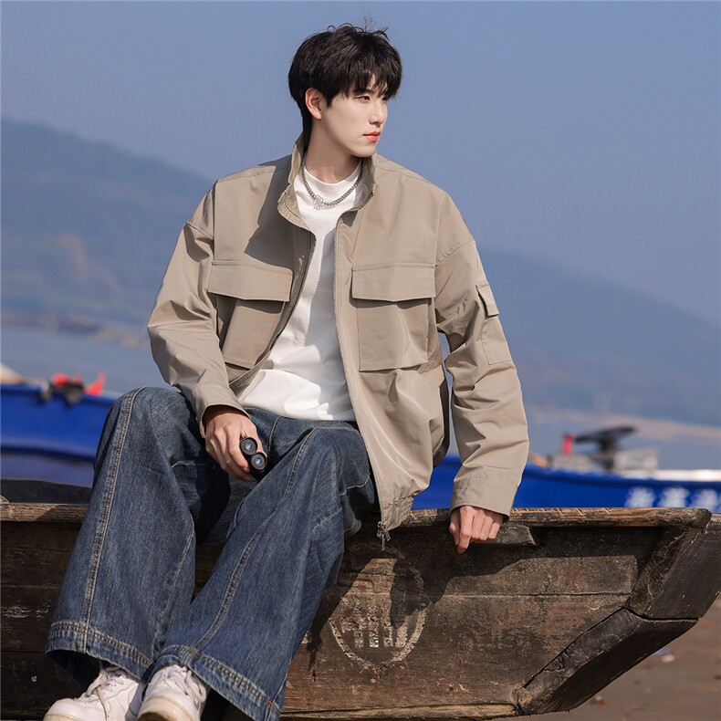 1立领多口袋工装大码M-5XL夹克男：聚酯纤维JK77987P85控138，男装夹克，星座226-2