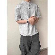 网图-T恤高街痞帅夏季POLO衫正肩拼接男装短袖大码上衣S430-特28，男装T恤，电商A233-1