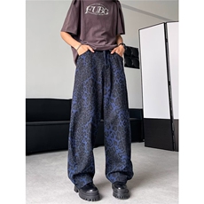 夏款男牛仔裤豹纹迷彩宽松阔腿长裤NK0068P50，男装牛仔裤，星座1013-1