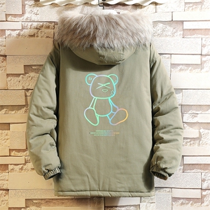 MM48139-P130 冬季大毛领棉衣男士大码加厚棉袄男棉服 砖墙挂拍图片