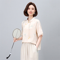 新中式轻国风裙女2024年夏季新款高级感气质女装连衣裙，女装衬衫，凝聚力