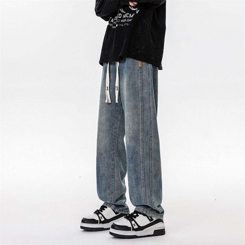 加长男裤子高个子美式高街188cm110牛仔直筒裤微喇KZ007P60加绒70,男装牛仔裤,电商B312