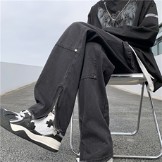 春款复古水洗宽松牛仔裤男宽松直筒牛仔裤N01623-P55，男装牛仔裤，星座308B-1