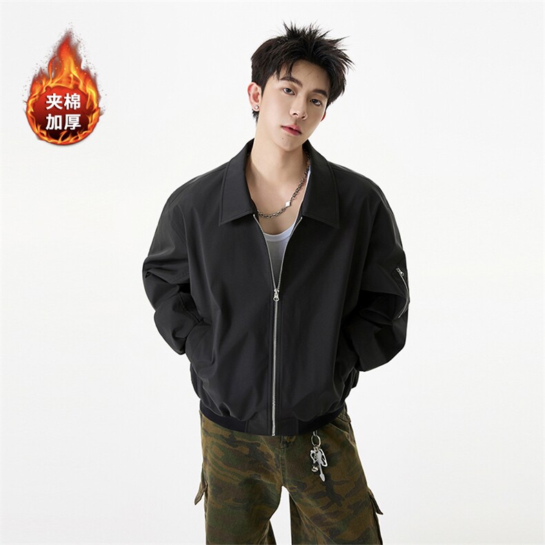 冬季新款夹棉加厚短款翻领棉服男复古百搭上衣5D1180-TP5598,男装棉衣,电商A102