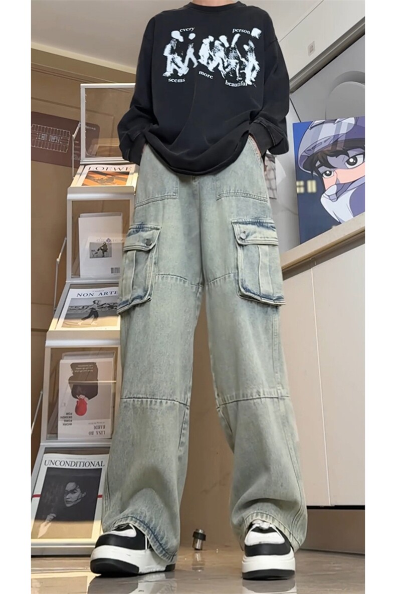 26春款美式街头清新工装牛仔裤百搭经典痞帅长裤K590TP60控89,男装牛仔裤,电商A102B