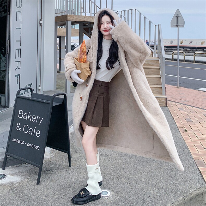 现货新款加厚皮毛一体外套2C095-8931-P215-K308,女装毛呢外套,2C095