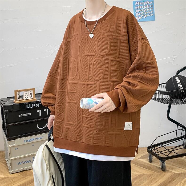 2023秋季青少年港风休闲假两件立体提花绣标卫衣男女同款480-P30,男装卫衣,电商A441-1