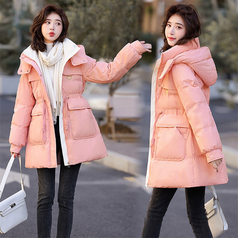 2023冬装新款时尚百搭气质中长款休闲减龄小个子羽绒服白鸭绒连帽，女装羽绒服，尚洛菲