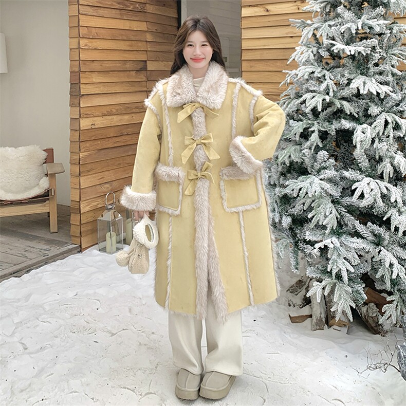 【新款】蝴蝶结皮毛一体外套2C115-2363-P245-K638,女装棉衣/棉服,2C115
