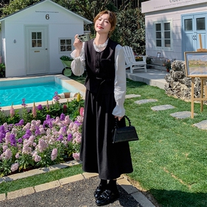 黑色马甲半身裙套装女2025春季新款气质超火ootd穿搭高级感三件套图片