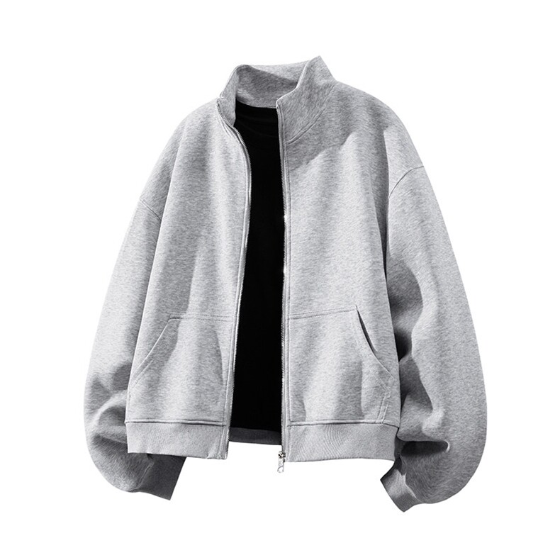 春秋基础纯色立领长袖卫衣男宽松开衫外套潮KS018-P50，男装卫衣，电商B306