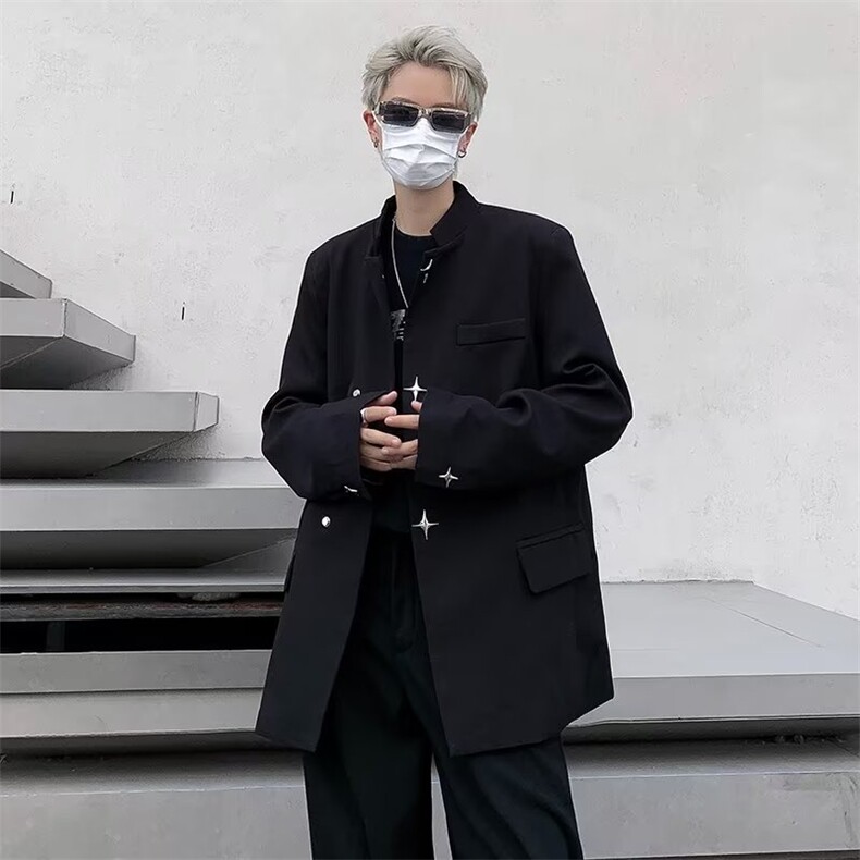 dk制服中山装男初中高中生高校服潮流jk西服外套西装班服XZ-194,男装夹克,星座1116A-1（原606A）