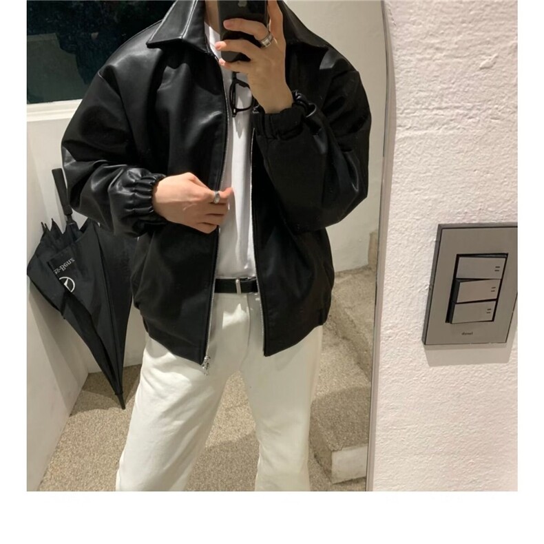 美式复古潮牌夹克外套秋季宽松皮衣痞帅皮夹克J808-P63,男装夹克,星座208-5