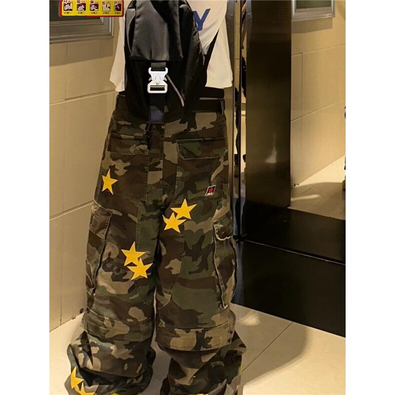 美式高街星星迷彩刺绣工装牛仔裤男宽松垂感直筒阔腿裤AM8061P73,男装牛仔裤,星座1013-5