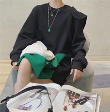 露肩韩版卫衣，女装卫衣/绒衫，简单小珍