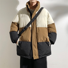港风2025新品冬季宽松情侣装撞色棉衣棉服冬装加厚外套D007-P90，男装棉衣，星座717