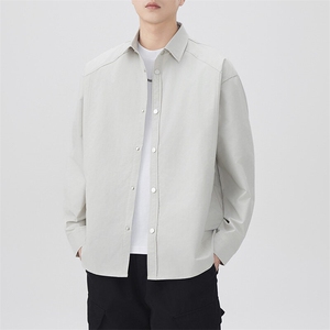 秋季纯色长袖衬衣男宽松落肩质感衬衫外套DSA157B-CS4500-P50图片