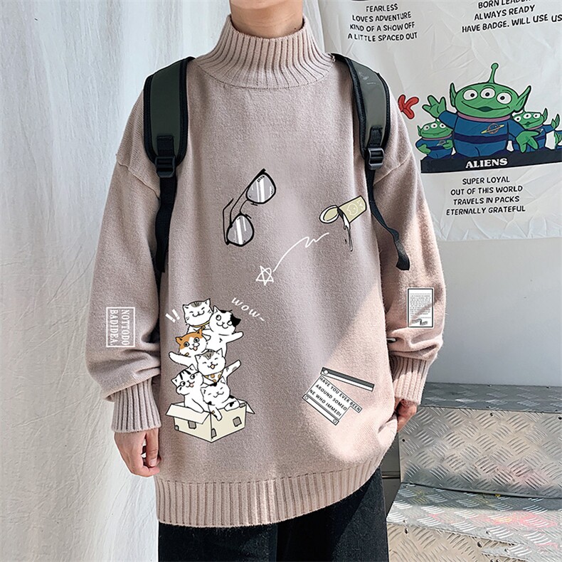 M18115-P45加绒款-P65半高领毛衣男士大码针织衫男毛线衣男,男装针织衫/毛衣,电商A040