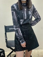 斑马纹皮a字裙，其它，Alissa Lin