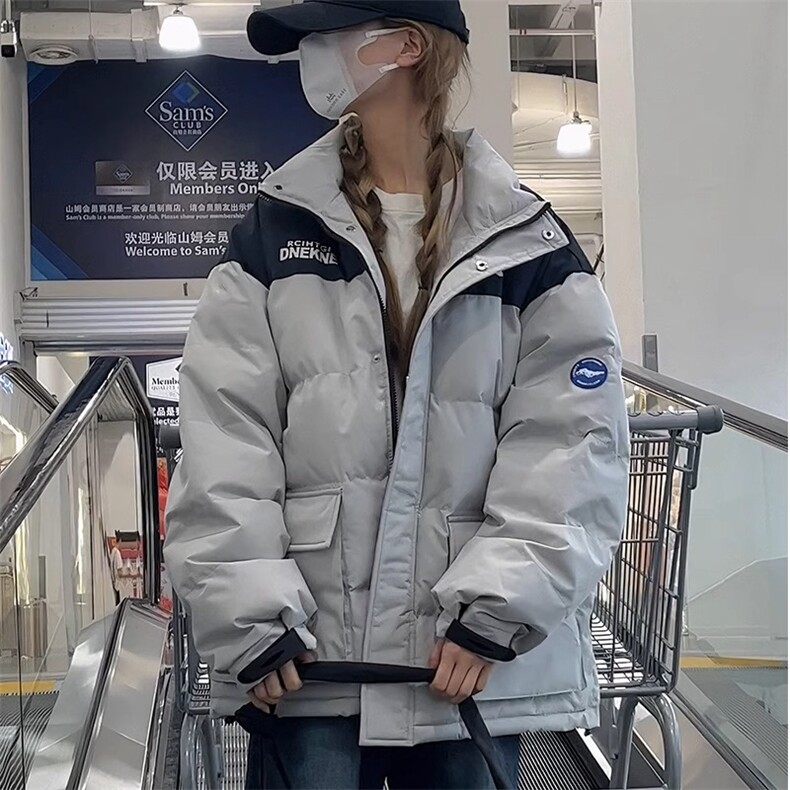 F1032-P128冬新款大码防风撞色保暖棉服情侣宽松工装棉衣外套男女，女装短外套，星座617A-2