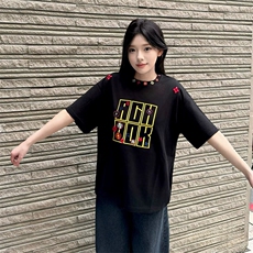万针全刺绣工艺抖音得物高品质260克重磅纯棉双纱美式高街短袖T恤，男装T恤，电商A486-1