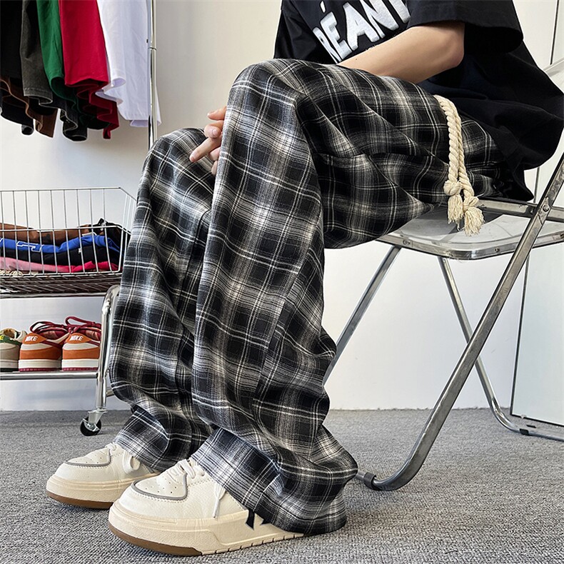 2025新款小香风格子宽松直筒裤A316-1-K1223P55控68，男装休闲裤，星座906（原电商a316-1）