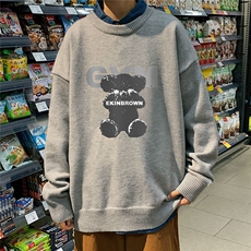 1港风新款宽松休闲中性情侣潮流印花毛衣男外套7695P48加绒P55，男装针织衫/毛衣，星座226-2