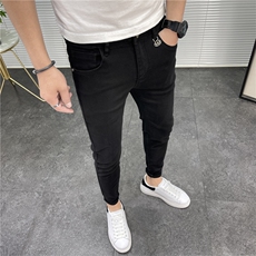 2024春秋季新款潮流时尚百搭黑色修身小脚牛仔裤男D311W6561P78，男装牛仔裤，电商D311