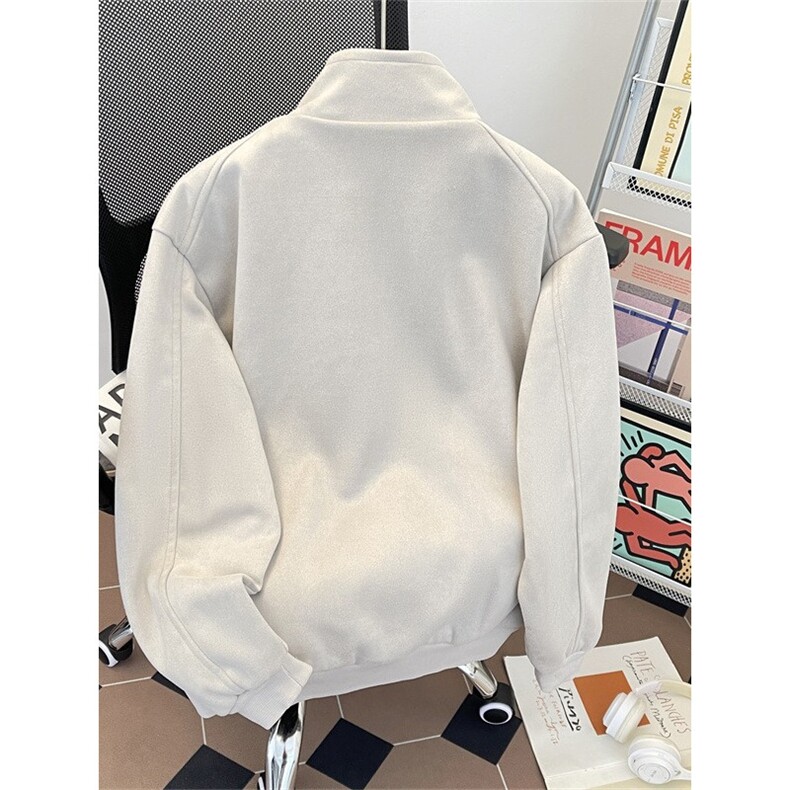 仿麂皮绒立领夹克男女潮牌情侣装春秋休闲百搭纯色外套HH225P75,男装夹克,星座1013-5