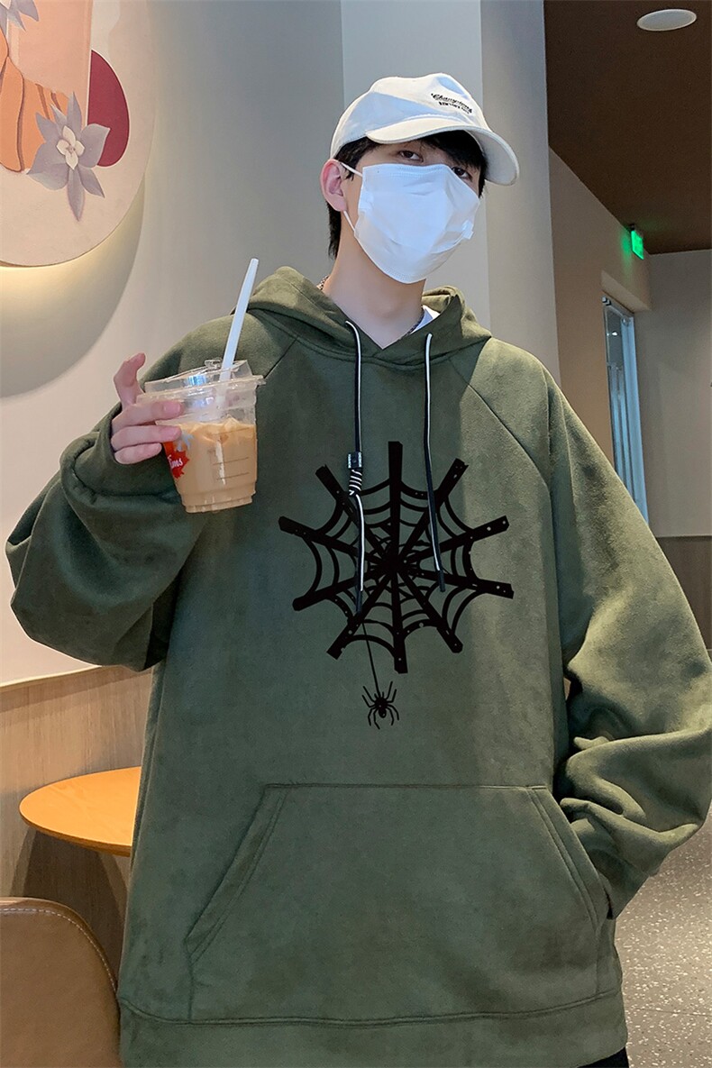 港风抖音直播得物品质宽松麂皮绒连帽卫衣W6051P48,男装卫衣,电商C408-1(原B339-1)