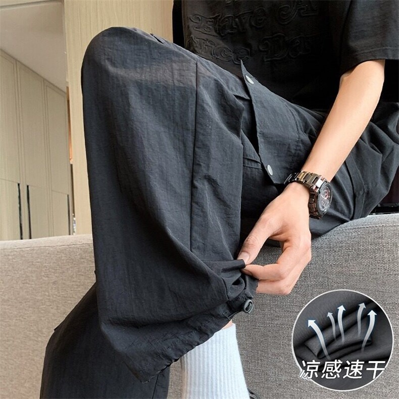夏季男款工装裤美式潮牌2025新款运动裤抽绳直筒休闲长裤图片