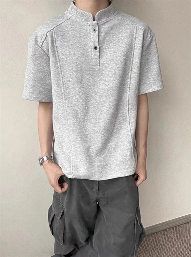 网图-T恤高街痞帅夏季POLO衫正肩拼接男装短袖大码上衣S430-特28,男装T恤,电商A233-1
