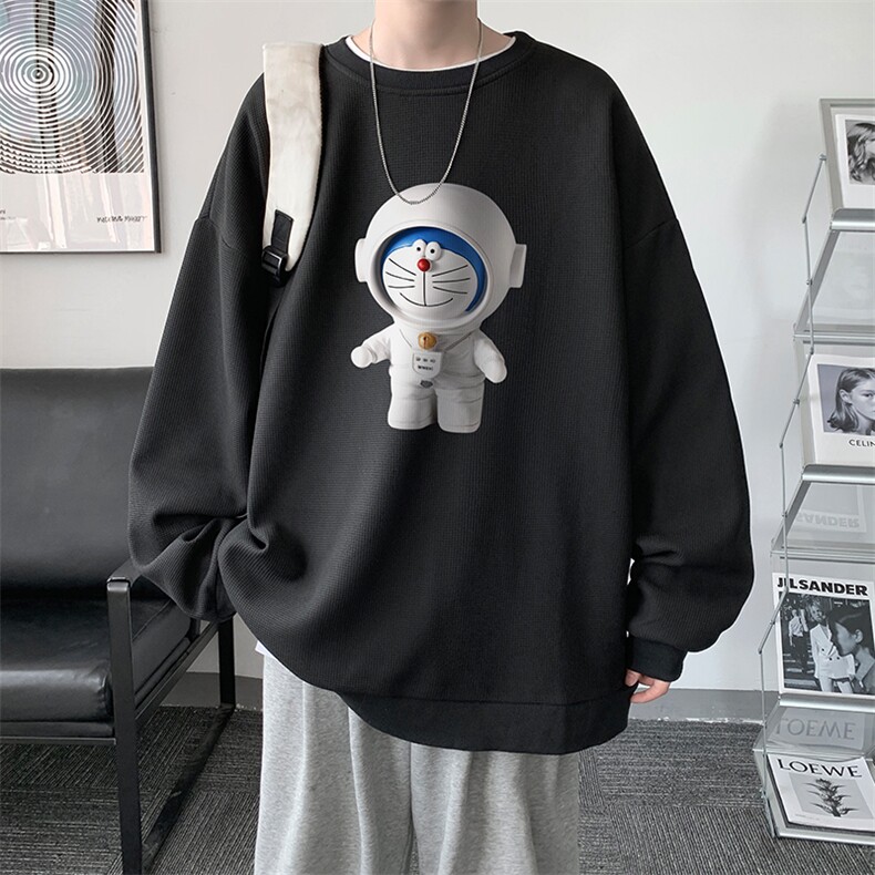 华夫格卫衣圆领卫衣男大码长袖t恤男外套 HW76233-P30加绒款-P40图片