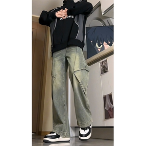 秋冬季美式高街牛仔裤男 潮牌个性显高设计感休闲裤G625/P58图片