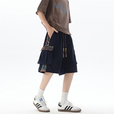 8XL-M民族风拼接工装短裤男夏季新款风中式五分裤子DK26003p45，男装牛仔裤，电商B312