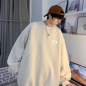 秋季新款宽松休闲上衣华夫格笑脸小标圆领卫衣JK23342特批24控39图片
