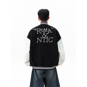美式复古珍珠字母撞色拼接棒球服外套   WT2557-特P90-控158图片