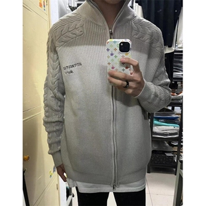 男生针织衫高领开衫秋冬季男女情侣拉链简约慵懒毛衣外套 MC96图片