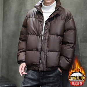 风冬季盘扣潮皮棉衣男士立领棉袄外套xz815-9881p155,大牌皮草搭配图片图片