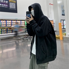 22年新款潮做旧水洗连帽卫衣ins嘻哈暗黑风拉链外套FA14P58，男装卫衣，星座1116-2