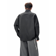春秋男士原创撞色拼接铆钉假两件衬衣宽松休闲衬衫外套，男装衬衫，电商B319