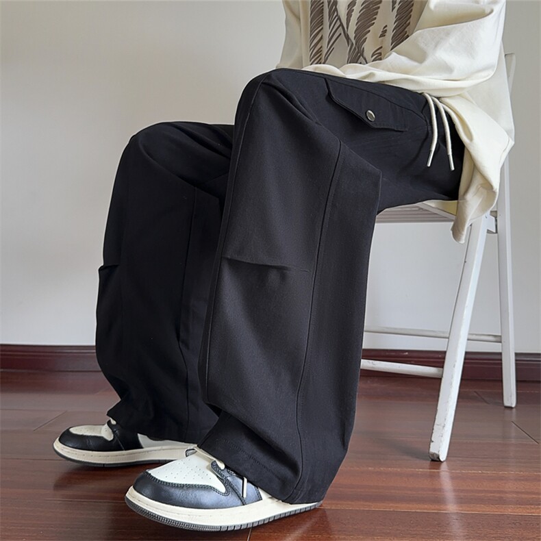 秋季新款休闲裤男纯棉工装裤宽松拖地裤纯色长裤K9906-P45控68,男装工装外套,星座209-2