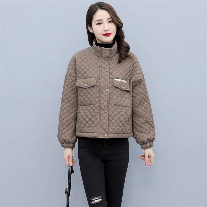 chic菱格棉服女2021年冬季新款棉衣棉袄ins潮韩版宽松短款,女装棉衣/棉服,笃写