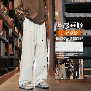 本布腰绳百搭有型秋季新款潮牌舒适直筒挺括长裤X1910-特批-45图片