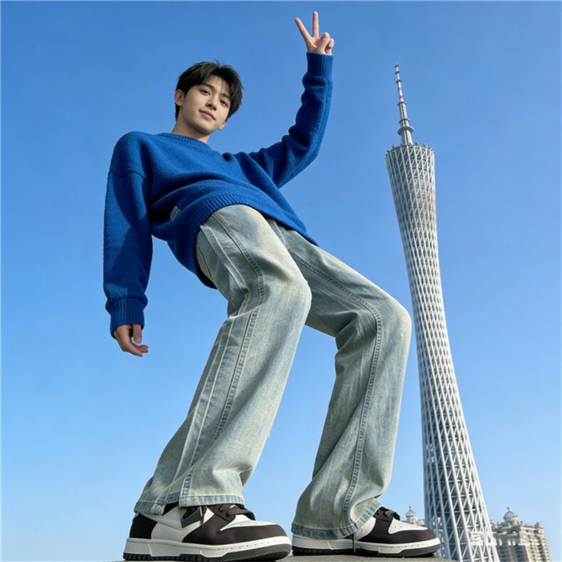 美式高街vibe风抖音品质弹力牛仔裤KB03 P45图片