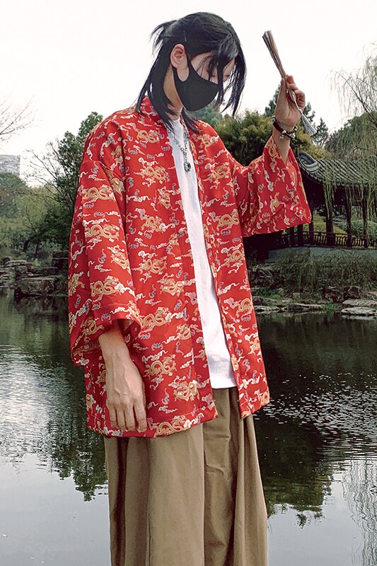24新款夏季大码新中式防晒服外套男女开衫道袍披风汉服F20/P40,男装防晒衣,钱塘713