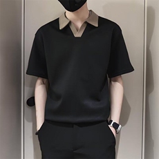 高级感短袖男夏季潮牌撞色V领T恤标准气质常规流行原宿青少年时尚，男装T恤，星座506A