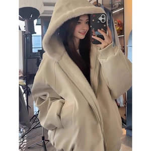 座山雕短款连帽毛领棉服女冬派克服棉衣外套MF428-P85图片